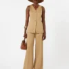 Colete em jersey jacquard às riscas, cor deserto Colete em jersey jacquard às riscas, cor deserto