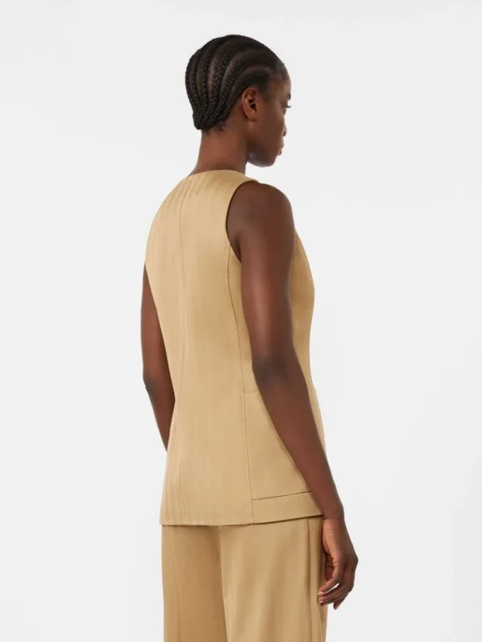 Colete em jersey jacquard às riscas, cor deserto Colete em jersey jacquard às riscas, cor deserto