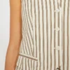Colete em lona de algodão e seda às riscas, bege Colete em lona de algodão e seda às riscas, bege