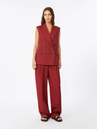 Colete em sarja de linho, vermelho tijolo