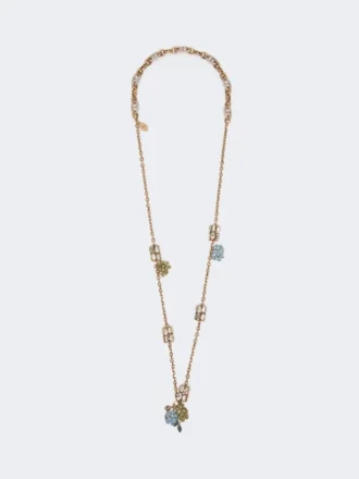 Conjunto com detalhes em flor e cristal, dourado Conjunto com detalhes em flor e cristal, dourado