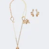 Conjunto com pingentes e cristais, dourado Conjunto com pingentes e cristais, dourado