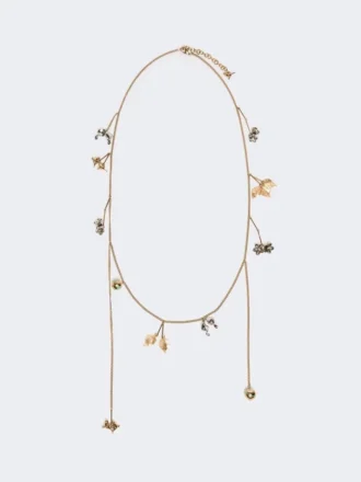 Conjunto de colares em metal e vidro, esmeralda