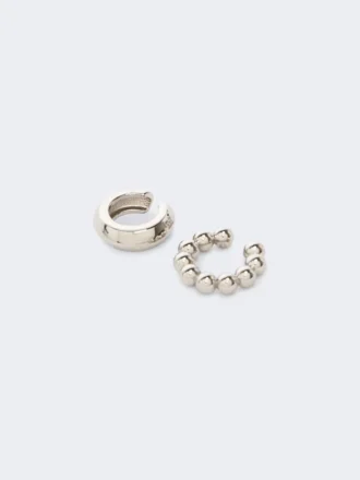 Conjunto de duas brincos tipo ear cuff, prateados