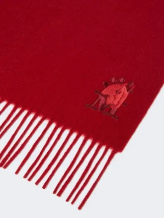 Estola de caxemira com franjas, vermelho escuro