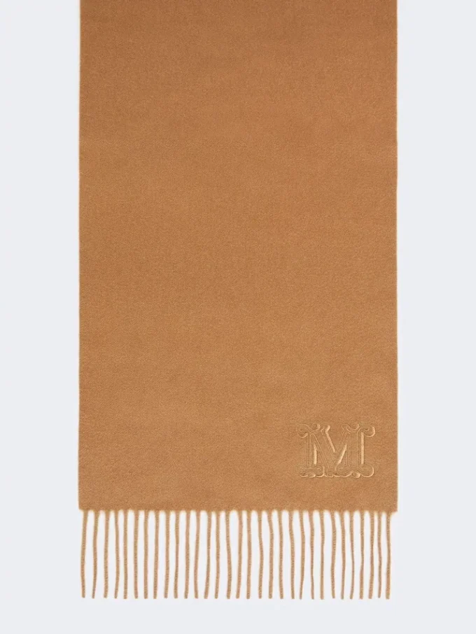 Estola de caxemira com monograma bordado, bege