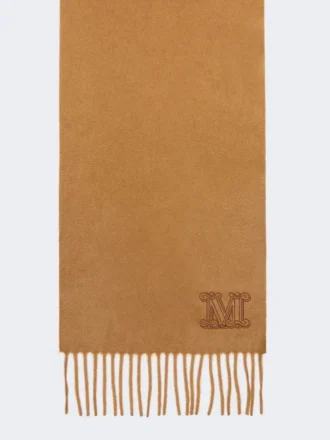 Estola de caxemira com monograma bordado, cor tabaco
