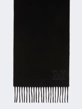 Estola de caxemira com monograma bordado, preta