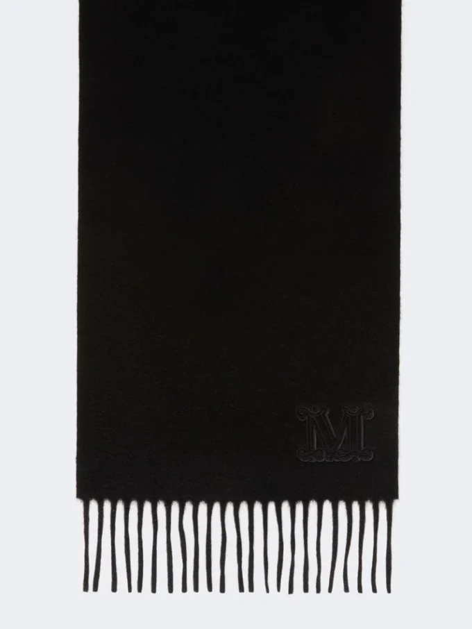 Estola de caxemira com monograma bordado, preta Estola de caxemira com monograma bordado, preta