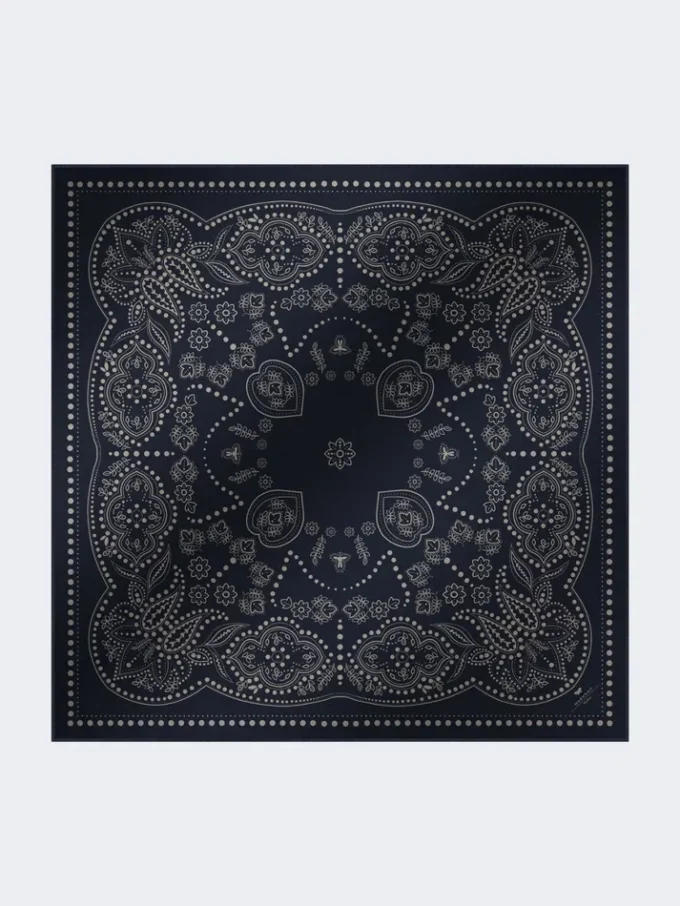 Estola de lã e seda, azul-escuro Estola de lã e seda, azul-escuro