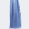 Estola de linho com franjas, azul claro