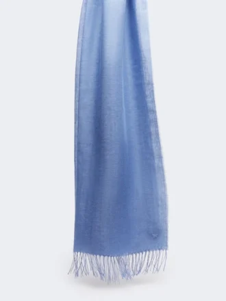 Estola de linho com franjas, azul claro