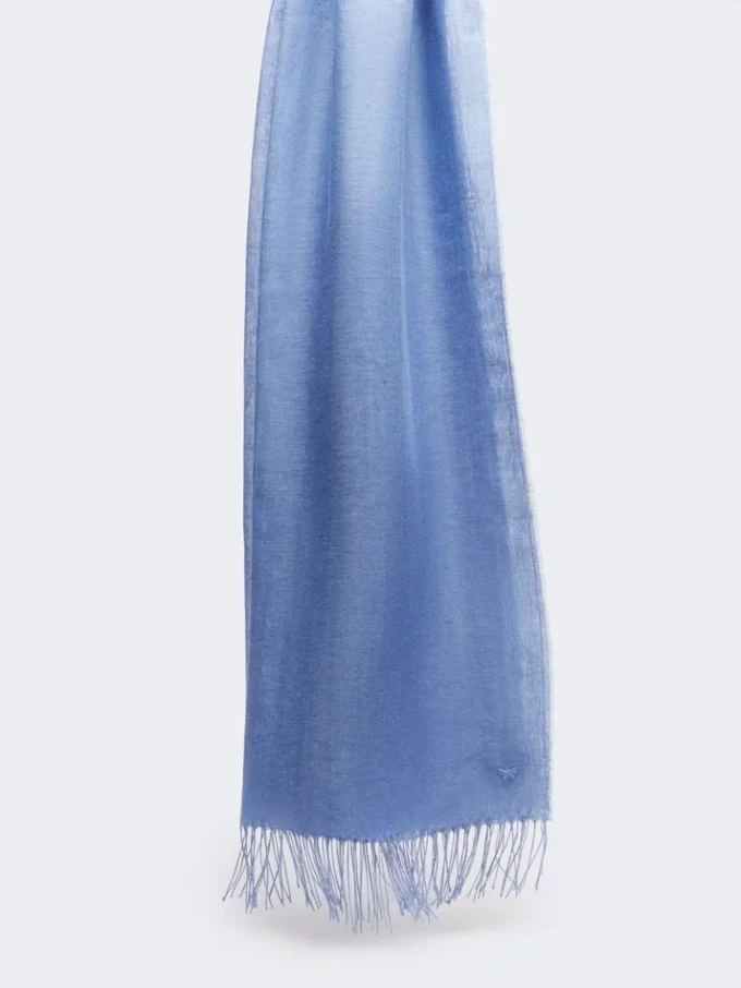Estola de linho com franjas, azul claro