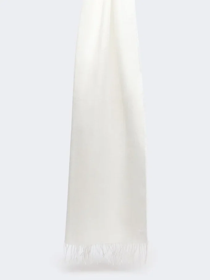 Estola de linho com franjas, branca