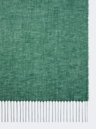 Estola de linho com franjas, verde salva