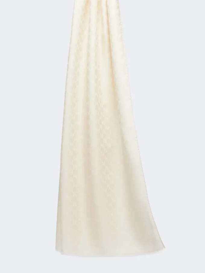 Estola em jacquard de lã, algodão e seda, cor marfim Estola em jacquard de lã, algodão e seda, cor marfim