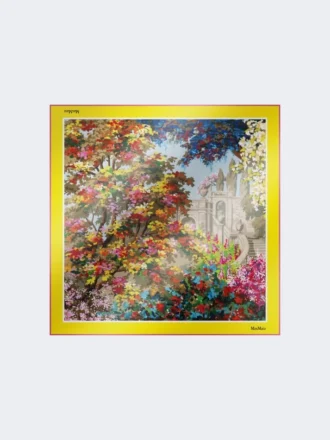 Foulard de seda estampado, amarelo claro