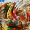 Foulard de seda estampado, amarelo claro Foulard de seda estampado, amarelo claro