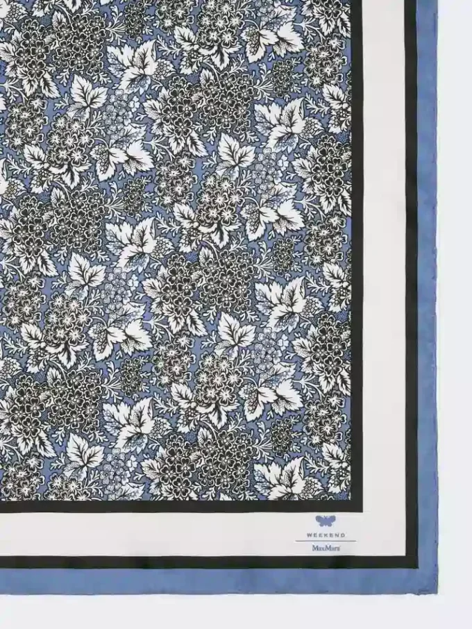 Foulard de seda estampado, azul da China