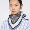 Foulard de seda estampado, azul da China