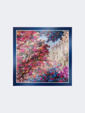 Foulard de seda estampado, azul-escuro