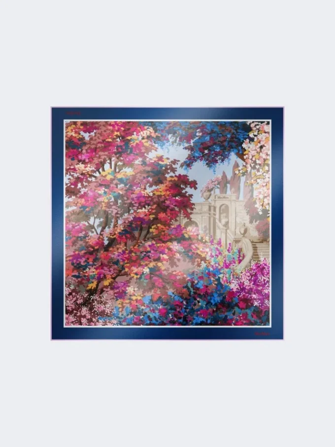 Foulard de seda estampado, azul-escuro Foulard de seda estampado, azul-escuro