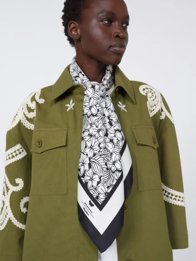 Foulard de seda estampado, branco óptico Foulard de seda estampado, branco óptico