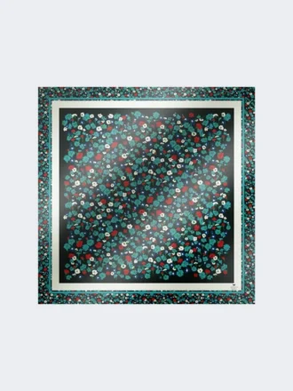 Foulard em sarja de seda estampada, marfim