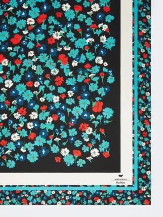 Foulard em sarja de seda estampada, marfim