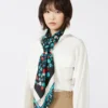 Foulard em sarja de seda estampada, marfim Foulard em sarja de seda estampada, marfim