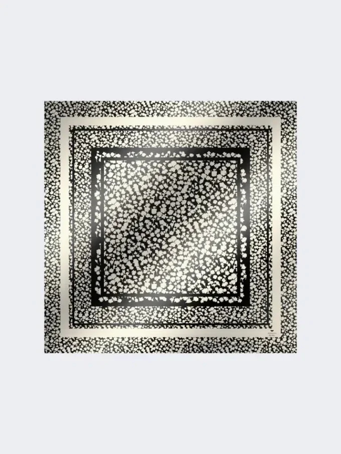 Foulard em sarja de seda estampada, preto