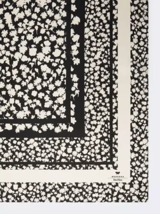 Foulard em sarja de seda estampada, preto