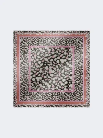Foulard em sarja de seda estampada, rosa