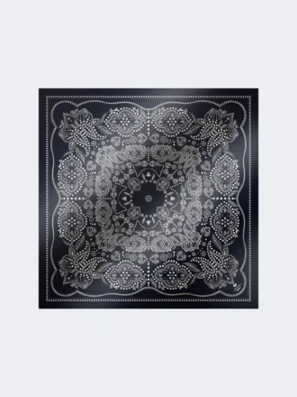 Foulard quadrado de seda estampado, azul-escuro