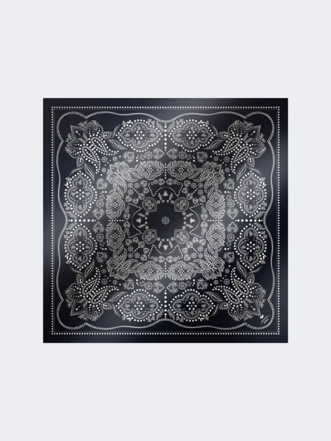 Foulard quadrado de seda estampado, azul-escuro Foulard quadrado de seda estampado, azul-escuro