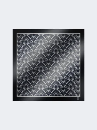 Foulard quadrado de seda estampado, azul-marinho