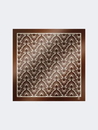 Foulard quadrado de seda estampado, cor caramelo