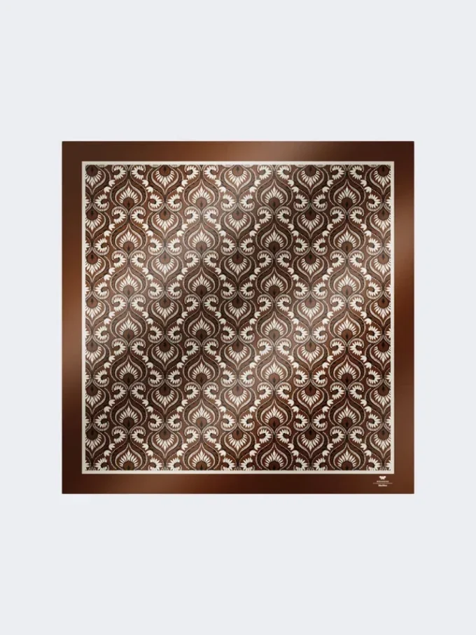 Foulard quadrado de seda estampado, cor caramelo Foulard quadrado de seda estampado, cor caramelo