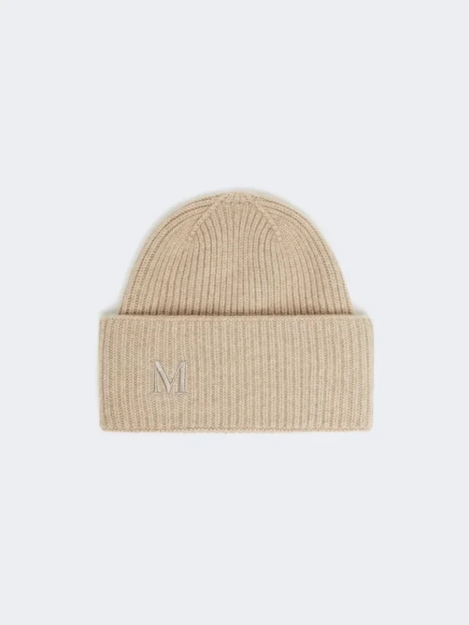 Gorro de caxemira com malha canelada, bege Gorro de caxemira com malha canelada, bege