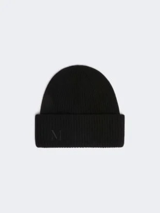 Gorro de caxemira em malha canelada, preto
