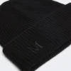 Gorro de caxemira em malha canelada, preto Gorro de caxemira em malha canelada, preto