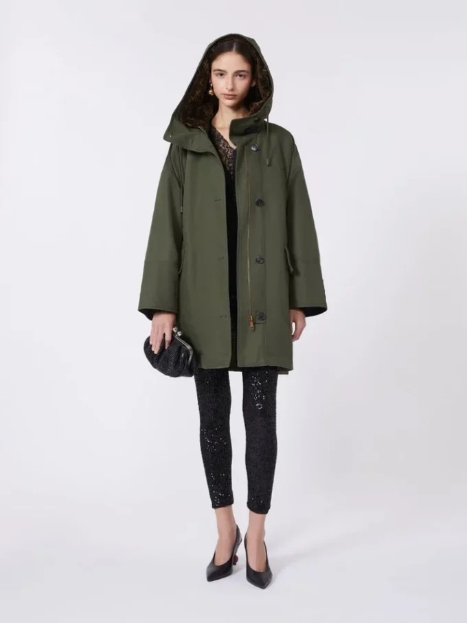 Parka em lona repelente à água, cor cáqui
