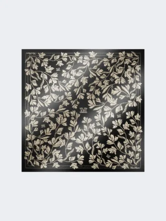 Lenço oversized de seda estampada, preto