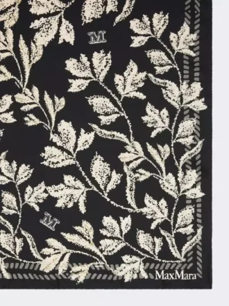 Lenço oversized de seda estampada, preto