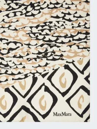 Lenço oversized de seda estampado, bege
