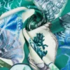 Lenço oversized em sarja de seda estampada, verde Lenço oversized em sarja de seda estampada, verde
