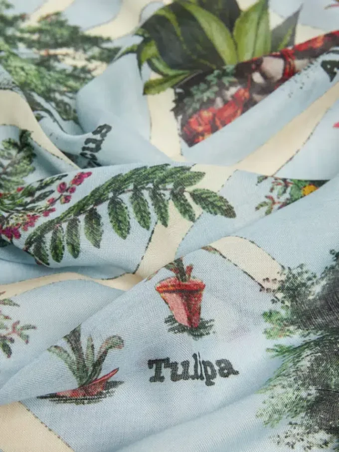 Lenço oversized em seda e lã estampadas, mostarda Lenço oversized em seda e lã estampadas, mostarda