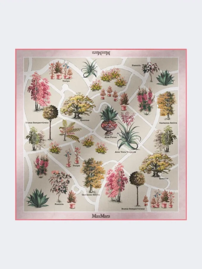 Lenço oversized em seda e lã estampadas, rosa antigo Lenço oversized em seda e lã estampadas, rosa antigo