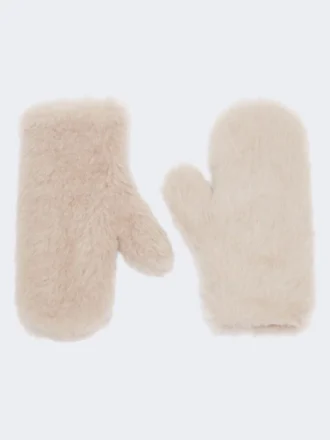 Luvas em tecido de alpaca e lã teddy, bege