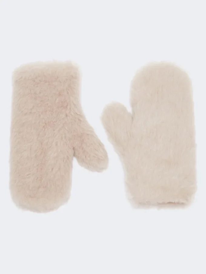 Luvas em tecido de alpaca e lã teddy, bege Luvas em tecido de alpaca e lã teddy, bege